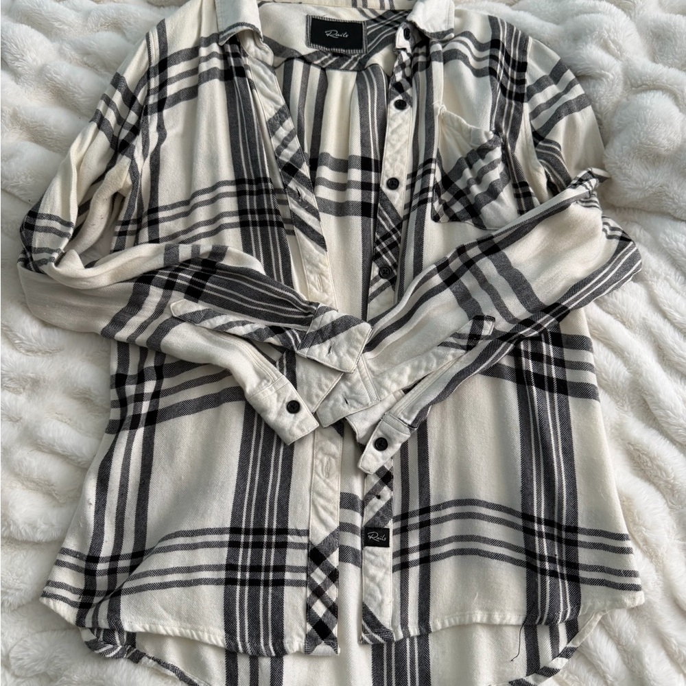 Rails Black and Cream Plaid Button-Down Shirt